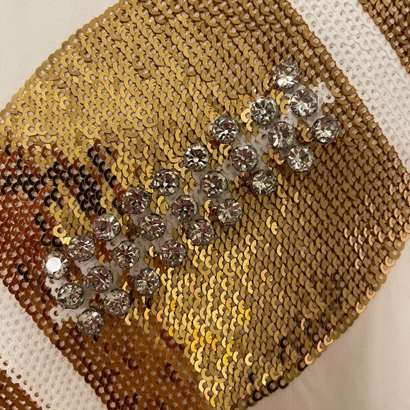 QOS White Rhinestone Football Tee - Picture 4 of 4